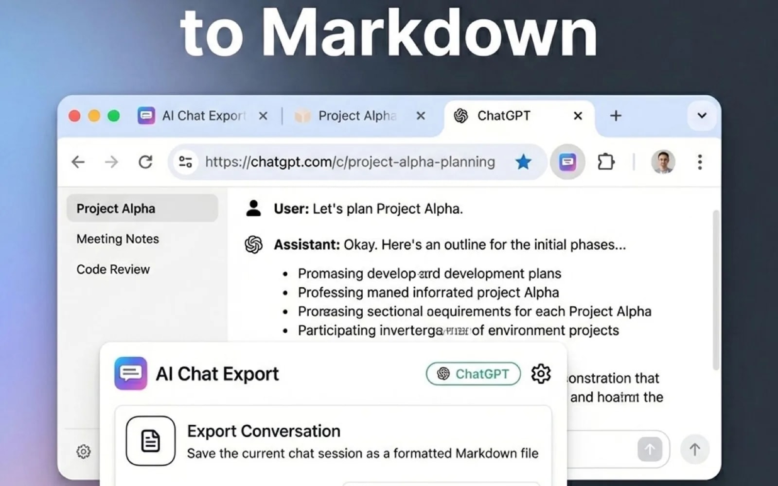 Extension navigateur exportant une conversation