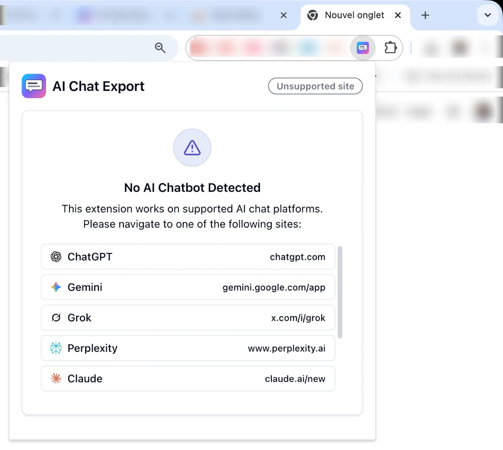 Popup sur site non supporte