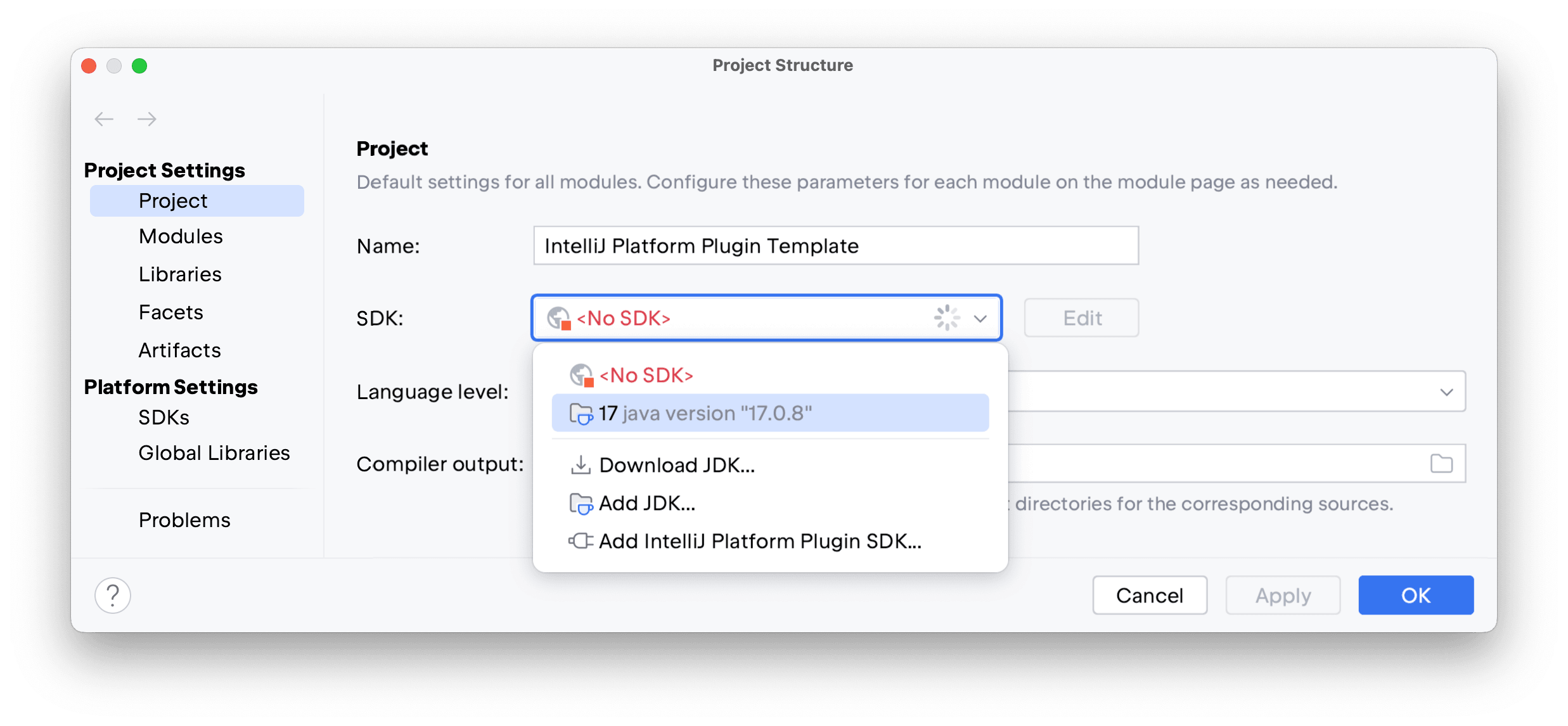 Plugin JetBrains - Structure du projet et configuration du SDK