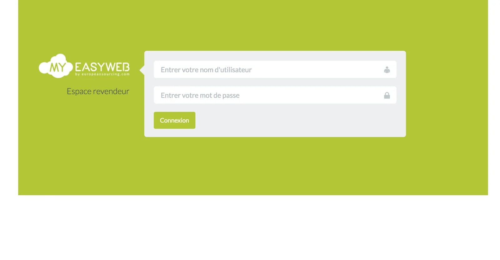 Page de connexion et inscription revendeur avec options de personnalisation de marque
