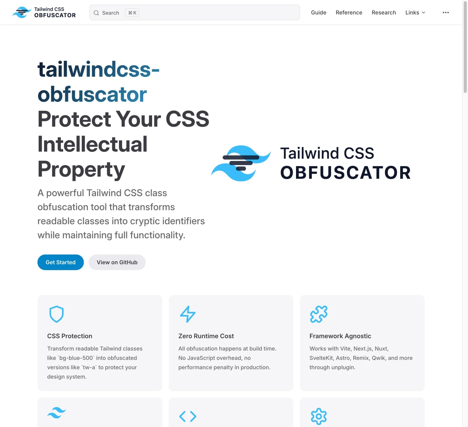 Documentation tailwindcss-obfuscator - Barre de recherche