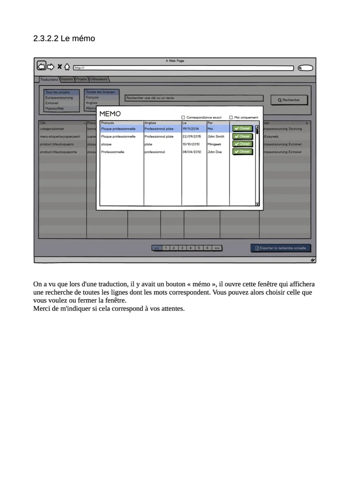 Fonctionnalite de memo pour notes de traduction