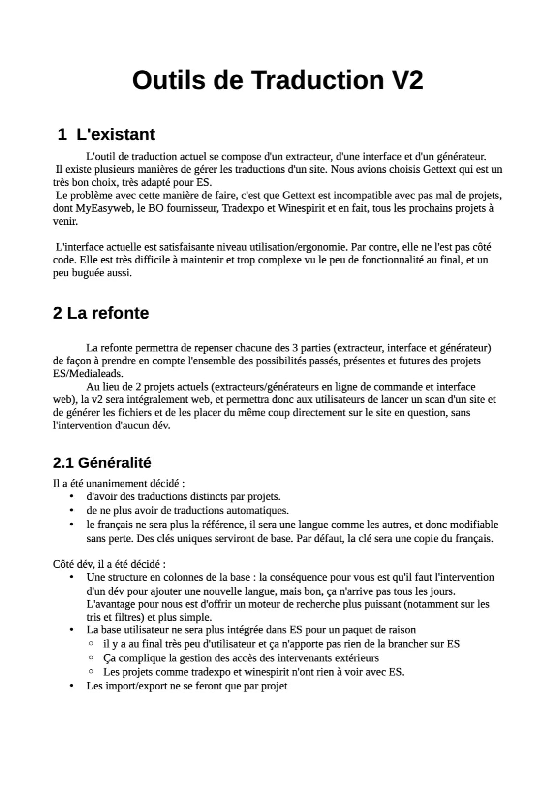 Document de vue d'ensemble des specifications