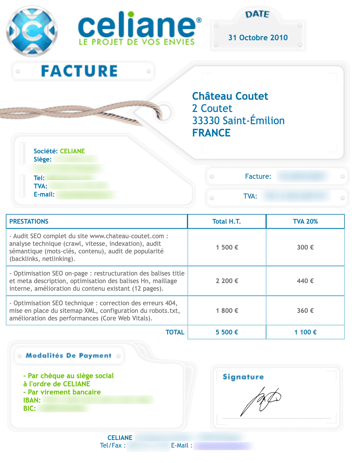 Modèle de facture Celiane