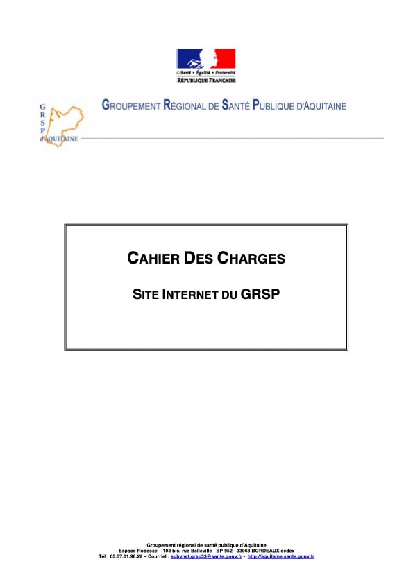 Cahier des charges - Site Internet du GRSP