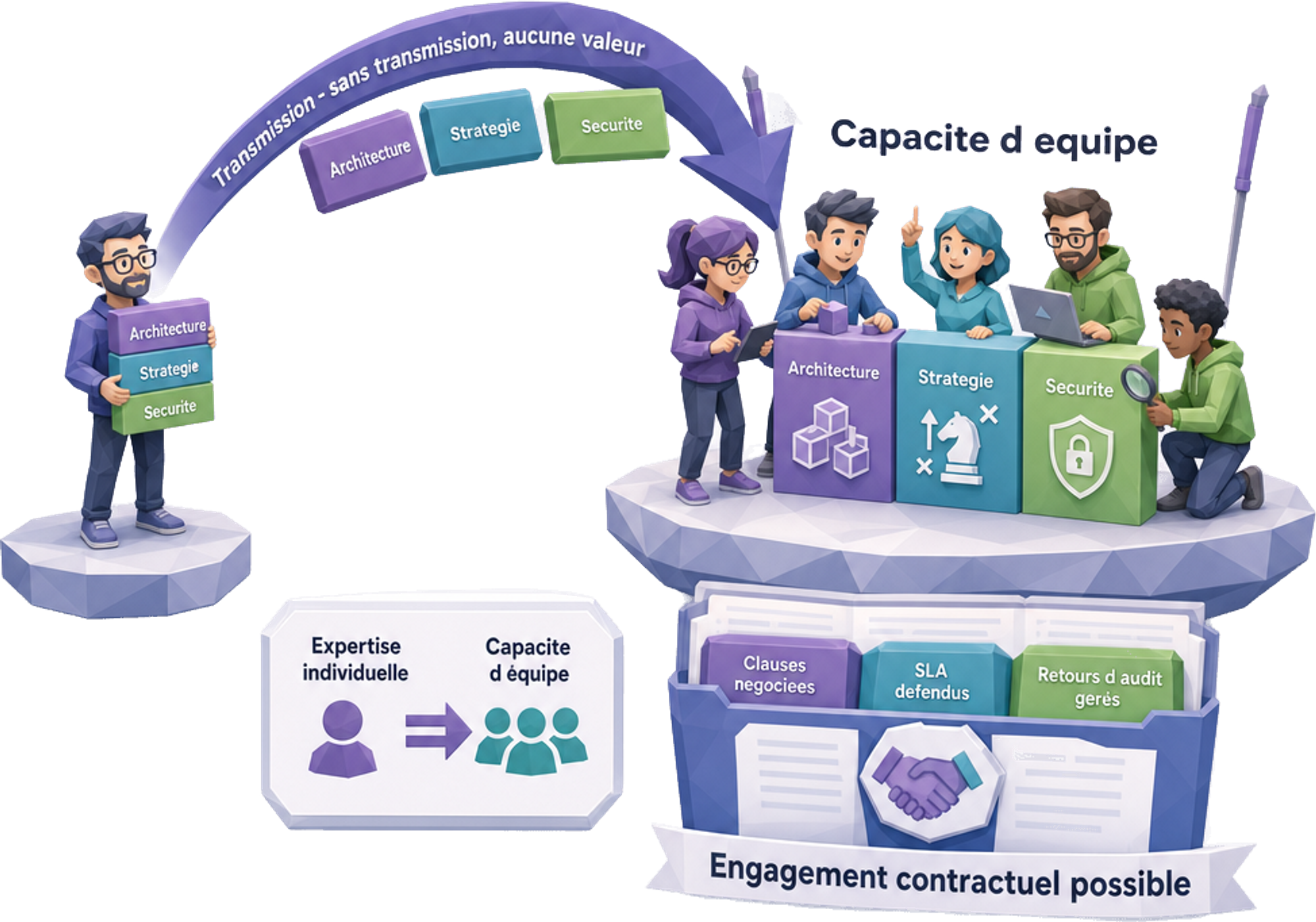 Pourquoi la communication et la collaboration sont critiques : sans transmission, la meilleure architecture, la meilleure stratégie ou la meilleure décision sécurité n'ont aucune valeur - c'est ce qui transforme une expertise individuelle en capacité d'équipe et rend l'engagement contractuel possible (clauses négociées, SLA défendus, retours d'audit gérés) — Jose DA COSTA Pourquoi la communication et la collaboration sont critiques : sans transmission, la meilleure architecture, la meilleure stratégie ou la meilleure décision sécurité n'ont aucune valeur - c'est ce qui transforme une expertise individuelle en capacité d'équipe et rend l'engagement contractuel possible (clauses négociées, SLA défendus, retours d'audit gérés) — Jose DA COSTA